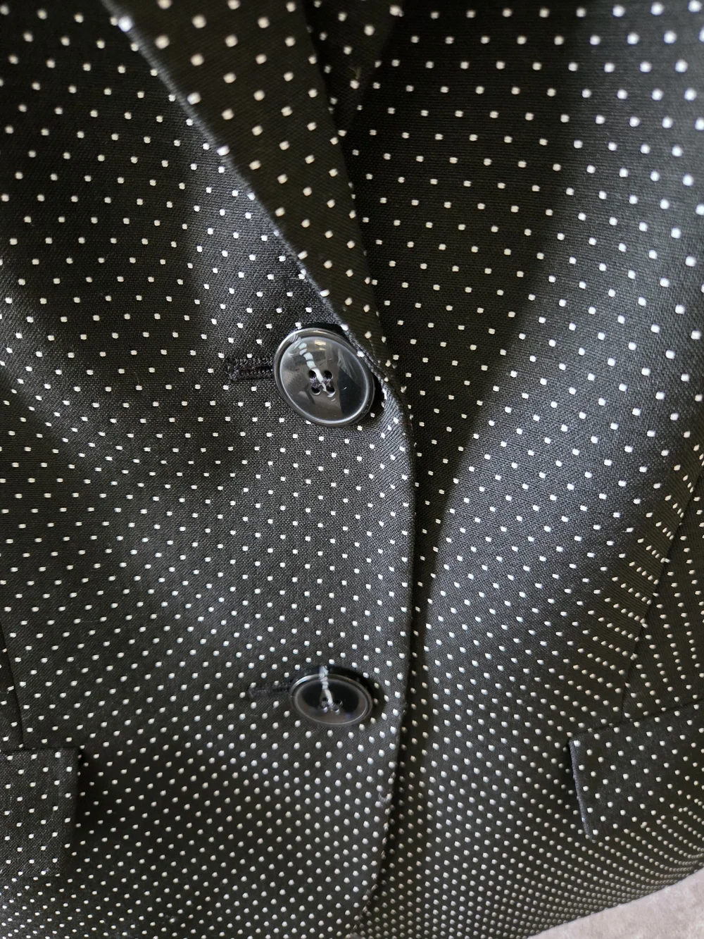 Evan Picone Women's Black Polka Dot Tailored Blazer - Classic Two-Button